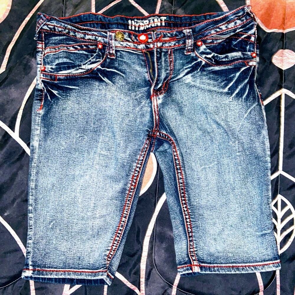 Hydrant Jean Shorts with Rhinestones